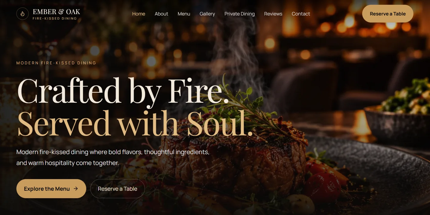 Ember & Oak website example